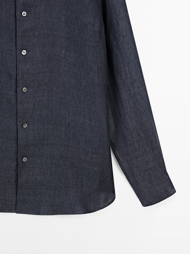 Slim fit faded 100% linen shirt