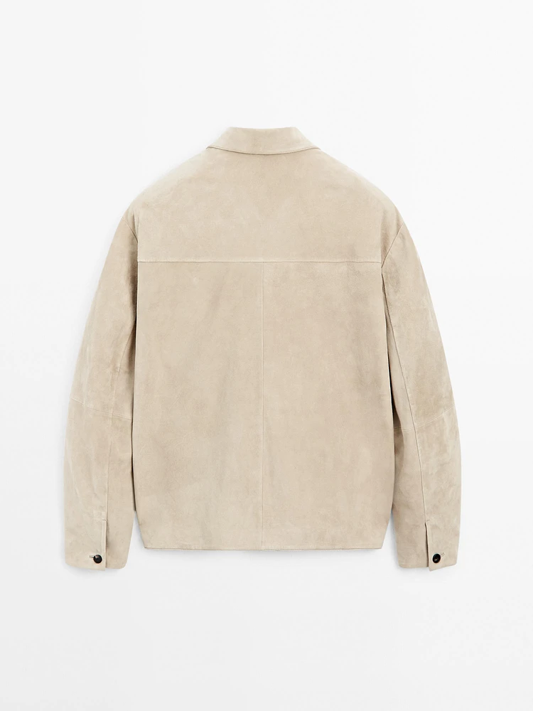 Short suede leather jacket