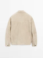 Short suede leather jacket