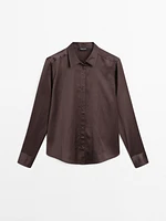 Flowing long sleeve satin shirt