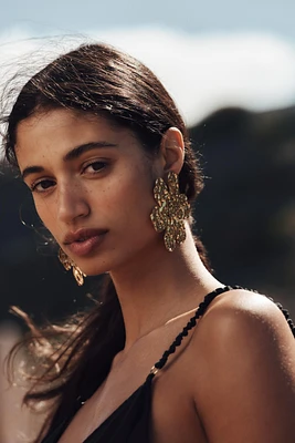 WROUGHT MAXI FLOWER EARRINGS