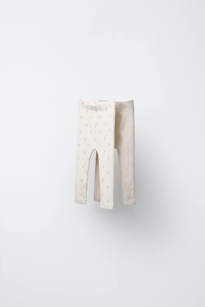 LOT DE DEUX LEGGINGS IMPRIMÉ POINTELLE