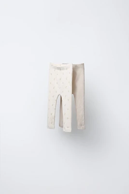 LOT DE DEUX LEGGINGS IMPRIMÉ POINTELLE