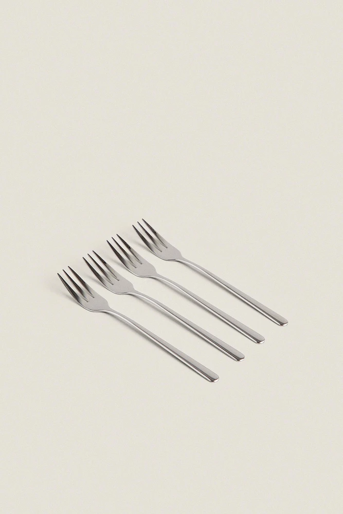 SET OF SHINY STEEL DESSERT FORKS (SET OF 4)