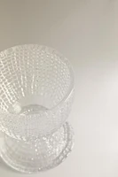 GLASS EGG CUP WITH RAISED DETAIL
