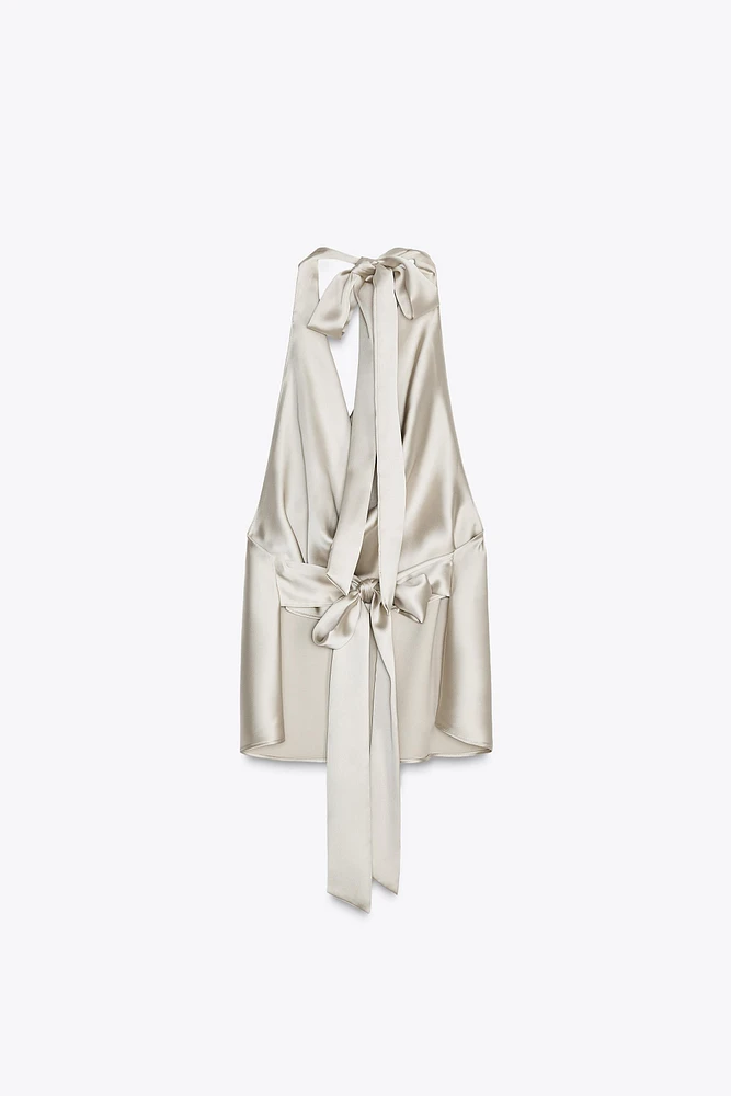HALTER SATIN EFFECT TOP