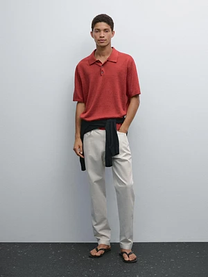 Lightweight relaxed fit denim-effect trousers
