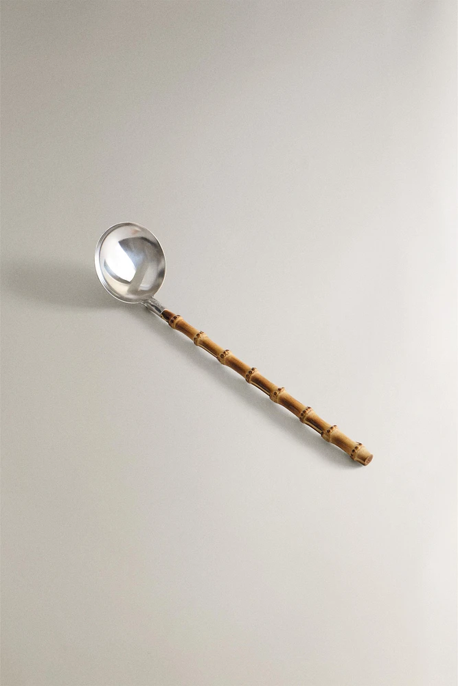 STEEL AND BAMBOO SERVING SPOON