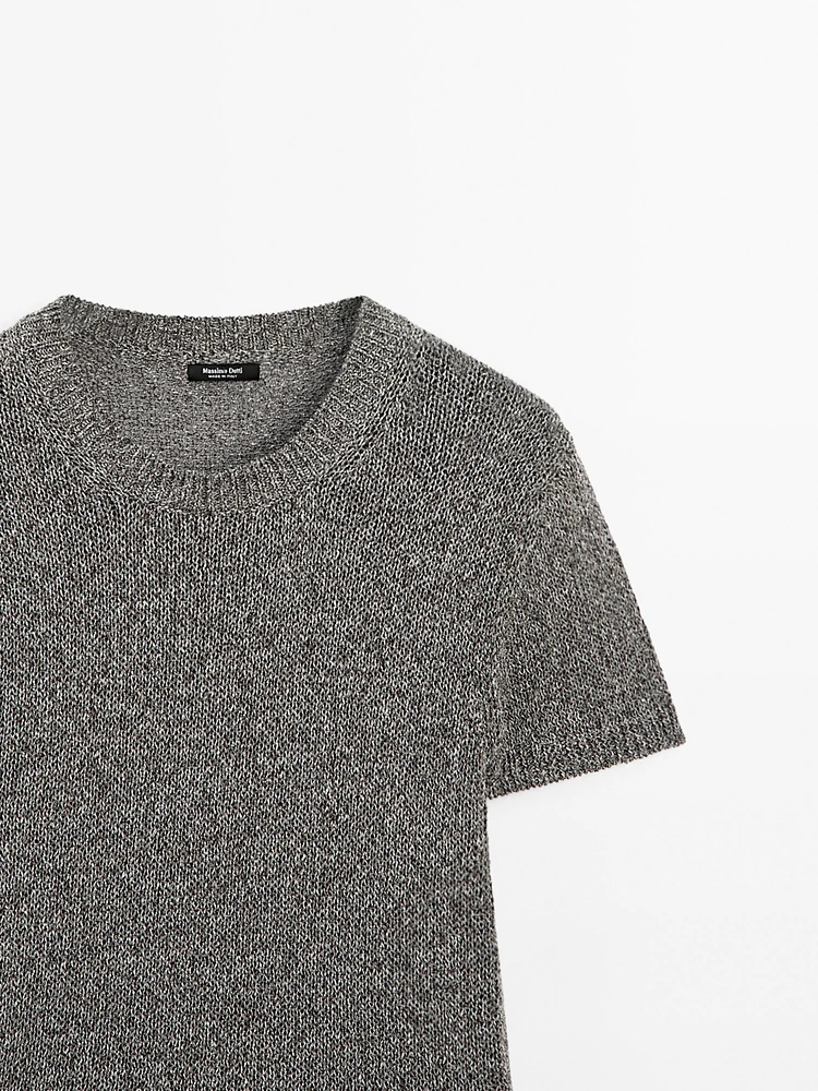 Pull en maille métallisée à manches courtes