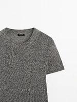 Pull en maille métallisée à manches courtes