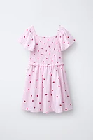 STRIPED AND HEART PRINT DRESS