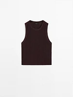 Top maille pointelle de coton mélangé