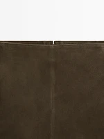 Suede leather mid-length skirt