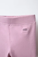 LABEL DETAIL RIBBED LEGGINGS
