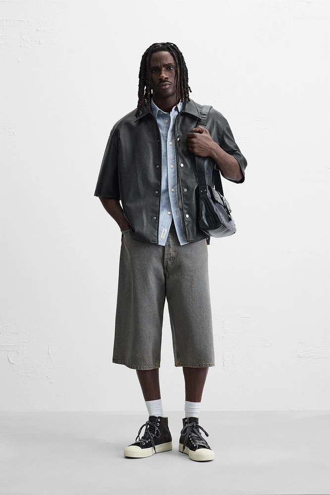 FAUX LEATHER OVERSHIRT
