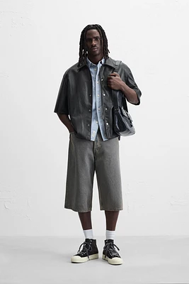 FAUX LEATHER OVERSHIRT