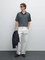 Slim fit cotton blend polo shirt