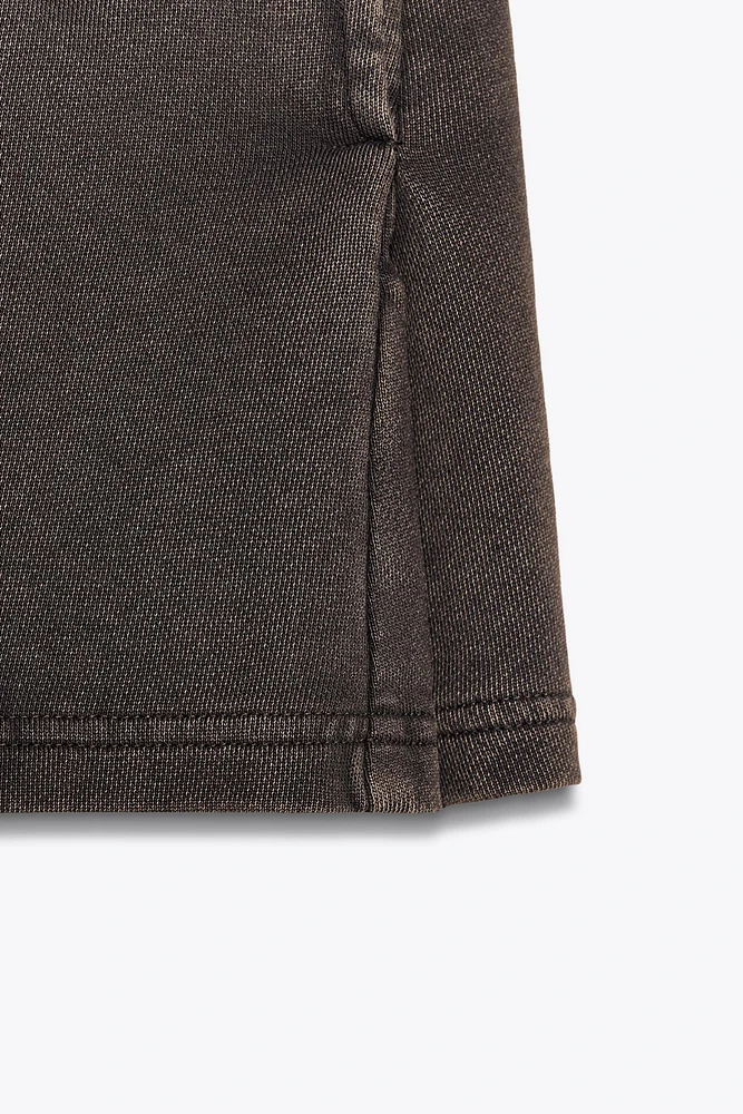MINI-JUPE EN COTON ÉPAIS EFFET DÉLAVÉ