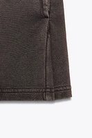 MINI-JUPE EN COTON ÉPAIS EFFET DÉLAVÉ