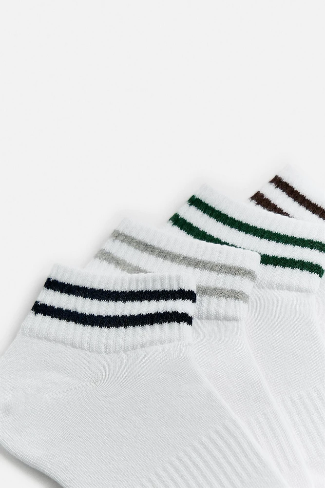 LOT DE 4 PAIRES CHAUSSETTES BASSES À BANDES