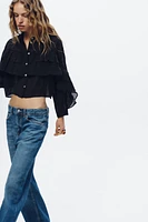 SEMI-SHEER RUFFLED CROP TOP