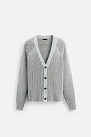 CONTRAST RIBBED CARDIGAN