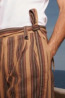 LIMITED EDITION STRIPED BELTED PANTS