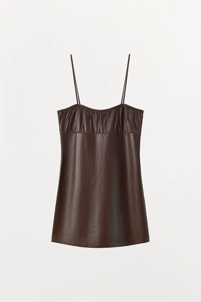 100% LEATHER RUCHED DRESS LIMITED EDITION