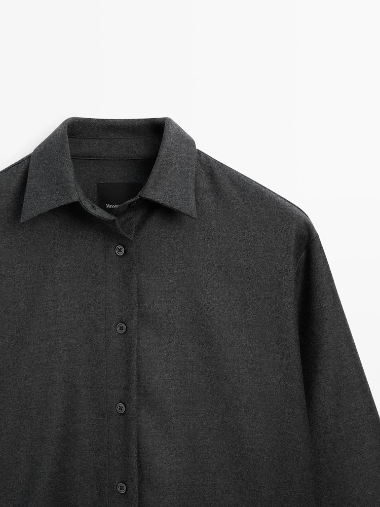 Wool blend flannel overshirt