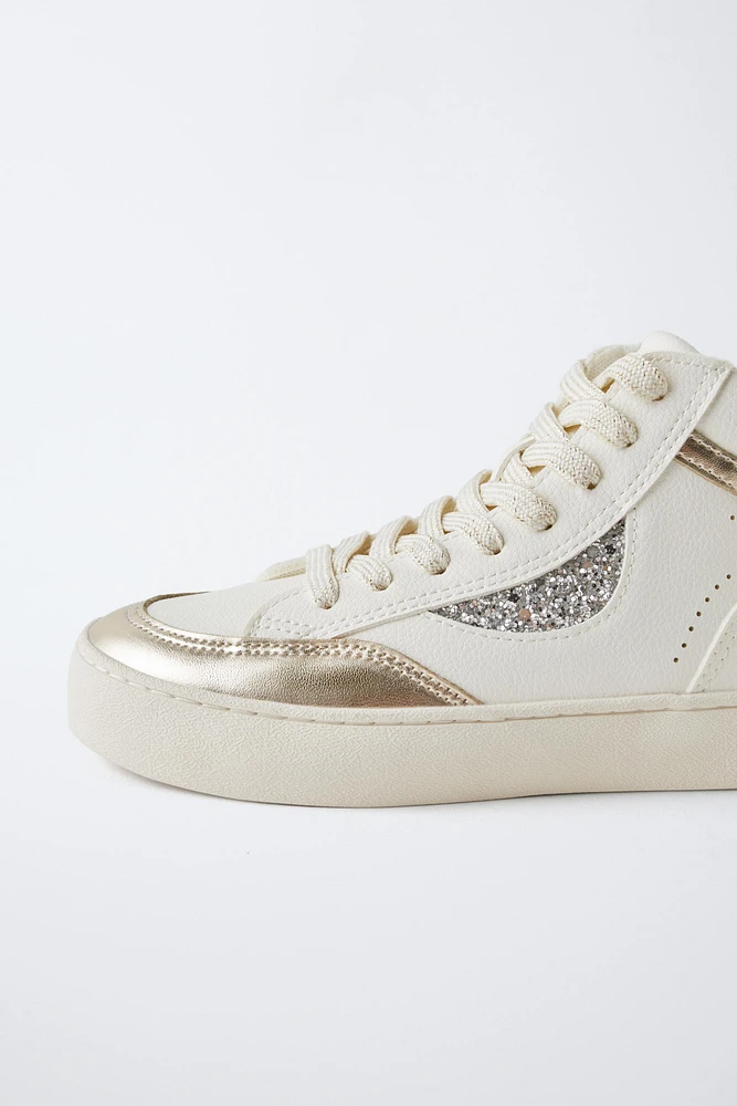 METALLIC HIGH TOP SNEAKERS