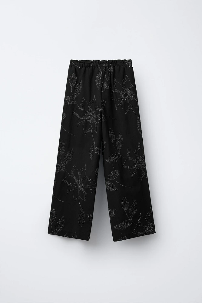 SHIMMER EMBROIDERED PANTS