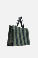 STRIPED SHOPPER BAG WITH POUCH