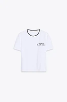 T-SHIRT BRODÉ À COL EN TRICOT