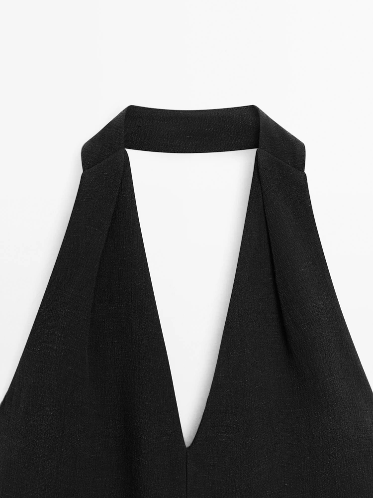Robe midi encolure américaine dos décolleté
