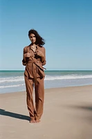 LINEN BLEND STRAIGHT PANTS