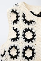 GILET EN MAILLE FLEURS