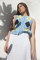 TOP GILET EN MAILLE À LOSANGES