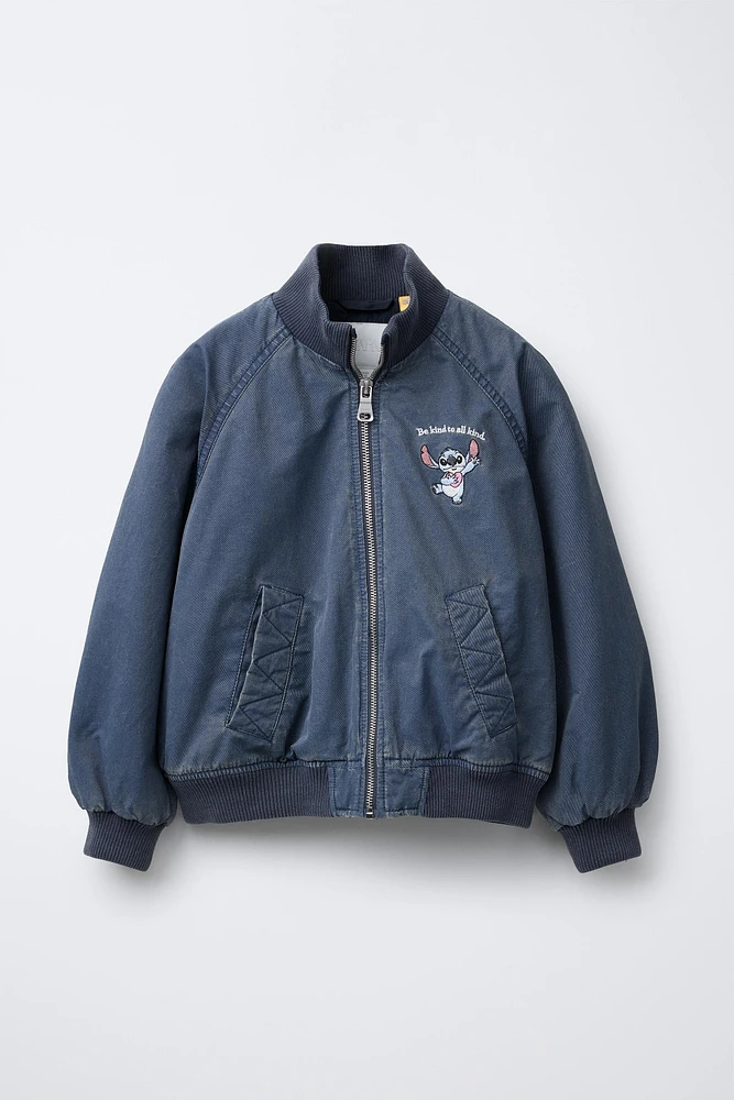 BLOUSON BOMBER EFFET USÉ STITCH & ANGEL © DISNEY