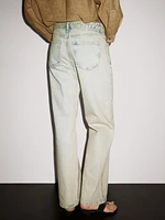 Faded mid-rise wide-leg jeans