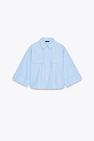 CROPPED WIDE SLEEVE OXFORD SHIRT