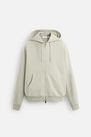 WASHED HOODED ZIP SWEATSHIRT