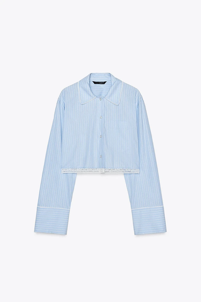 CHEMISE COURTE ET HAUT À RAYURES EN DENTELLE