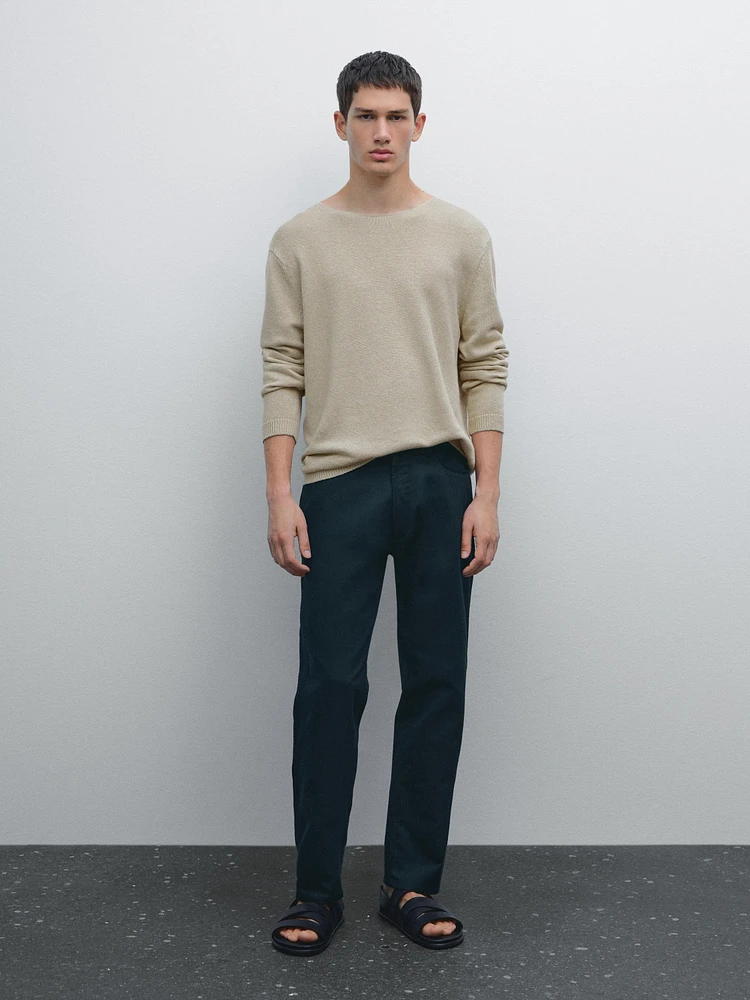 Faux jean tapered fit en coton mélangé