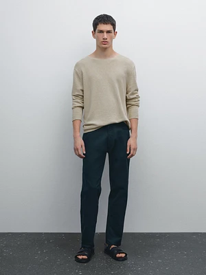 Faux jean tapered fit en coton mélangé