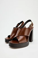 SANDALES À TALONS EN CUIR