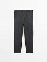 Faded 100% linen striped trousers
