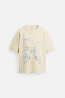 T-SHIRT DÉLAVÉ EN MAILLE IMPRIMÉ