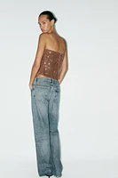 RHINESTONE DRAPED TOP