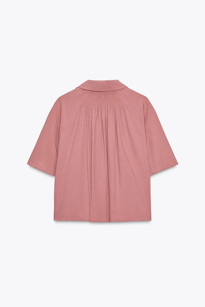 SHORT SLEEVE WRINKLED EFFECT SHIRT