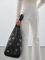 Flared leather trousers with vents - Studio